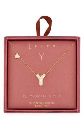 Leith Cubic Zirconia Heart & Bubble Initial Pendant Necklace in Y- Clear- Gold at Nordstrom Rack