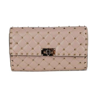 Valentino Tassen, Dames, Roze, ONE Size, Leer, Rockstud Spike Schoudertas