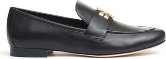 Tory Burch Zwarte leren logomocassin - Dames - Loafers - Zwart - 39 1/2 EU - Leer - Schoenen