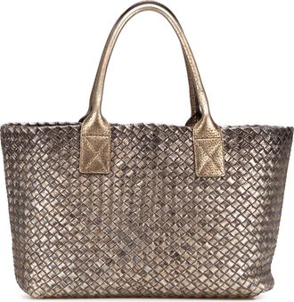 Bottega Veneta Pre-owned Womens Woven Leather Tote Bag - Sage Green - One Size
