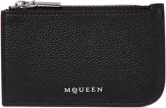 Alexander McQueen Zwarte Portemonnee met Patentdetails - Dames - Portefeuilles - Zwart - ONE Size - Leer - Accessoires