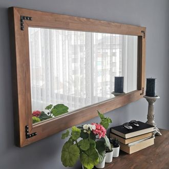 Dmora Espejo Corvara, Forma Rectangular, Tipo De Pared, Estructura Transparente, 110x50h Cm, Marr&oacute;n Nogal