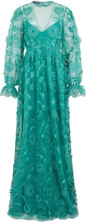 Alberta Ferretti Lange Kanten Jurk - Dames - Maxi kleedjes - Blauw - M - Kleedjes