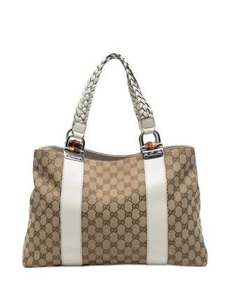 Gucci 2016-2025 Medium GG Canvas Bamboo Libeccio tote bag - Bruin