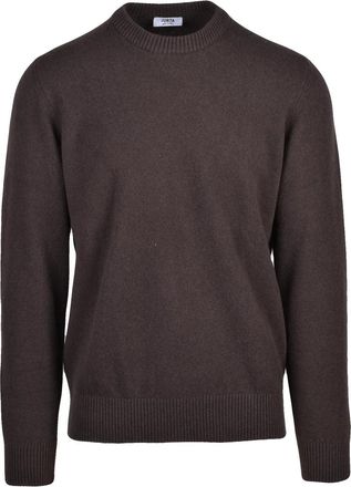 Jurta Brown Merino Wool-Cashmere Blend Crewneck Sweater