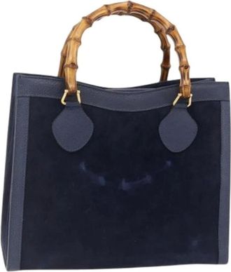 Gucci Pre-owned Handbags, female, Blue, Size: ONE SIZE Pre-owned Suede Handbag