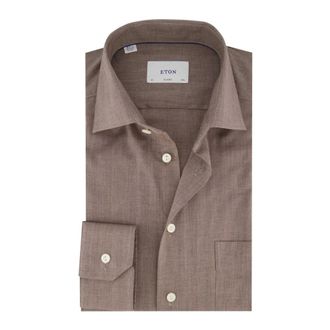 Eton Heren, Overhemden, Beige, Maat: L Katoen