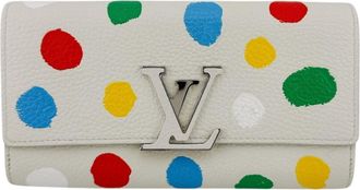 Louis Vuitton Dot Infinity (Yayoi Kusama) Multi-Color Yellow Leather Long Wallet (Bi-Fold) (Pre-Owned)