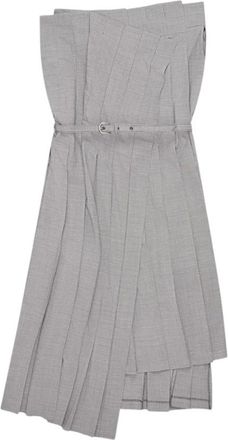Junya Watanabe Vestido plisado con cintur&oacute;n - Dresses - Mujer - Gris - S
