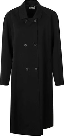 The Row Black Emma Double-Breasted Cape Coat