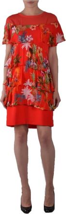 Pinko Bloemen Mini Jurk met Ruches - Dames - Korte kleedjes - Veelkleurig - M - Kleedjes