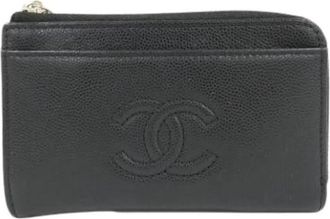 Chanel Pre-owned Card Case - Dames - Vintage Accessoires - Zwart - ONE Size - Leer - Vintage