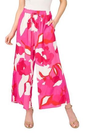 Vince Camuto Crop Linen Blend Pants in New Ivory Poppy Print at Nordstrom Rack, Size X-Small