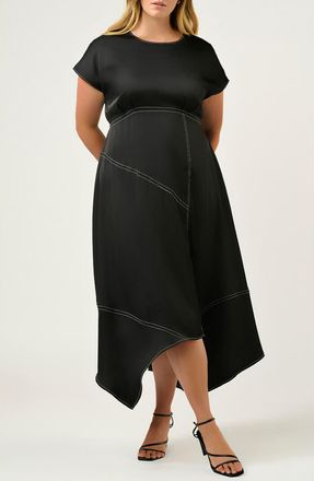 Estelle Josephine Handkerchief Hem Dress in Black at Nordstrom, Size 16W