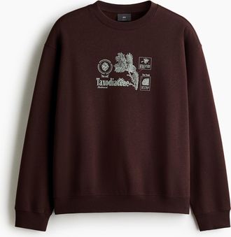 H&M Bedrucktes Sweatshirt in Loose Fit - Brown