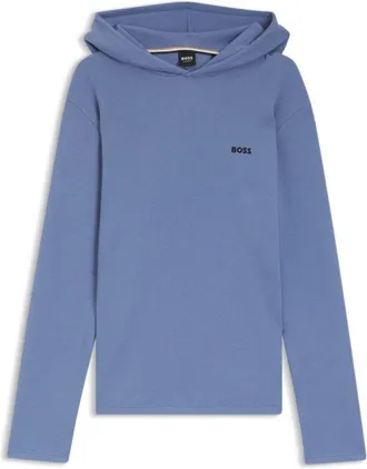 BOSS Cotton-blend pajama hoodie with waffle structure