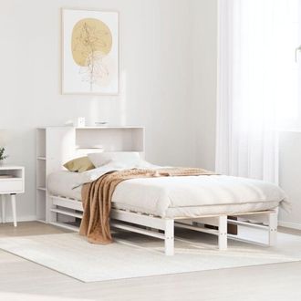 vidaXL Cama Con Estanter&iacute;a Sin Colch&oacute;n Madera Maciza Blanca 90x190 Cm Vidaxl
