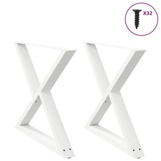 Berkfield Home Dining Table Legs 2 pcs White 90x(72-73.3) cm Steel