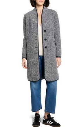 Nic+Zoe Herringbone Topcoat in Navy at Nordstrom Rack, Size Small