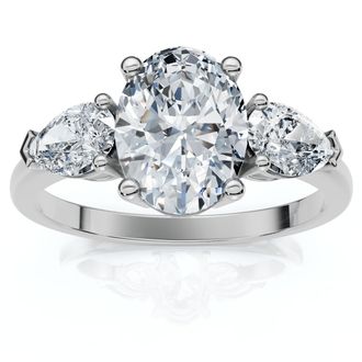 Pompeii3 1 1/2Ct Oval Michelle Diamond Engagement Ring 14k Gold or Platinum Lab Grown
