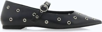 Billini Womens Hollis Pointed Flat Shoes In Black/silver