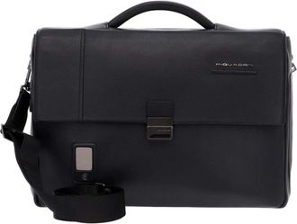 Piquadro Tassen, Heren, Zwart, ONE Size, Leer, Uitbreidbare Zwarte Messenger Tas Mannen