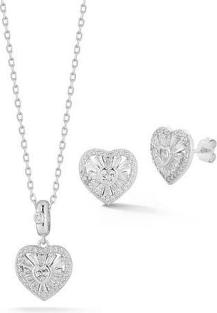 Glaze Jewelry CZ Heart Pendant & Stud Earrings Set in Silver at Nordstrom Rack