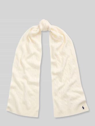 Polo Ralph Lauren Schal aus Schurwoll-Kaschmir-Mix mit Logo-Stitching in Offwhite, Gr&ouml;&szlig;e 1