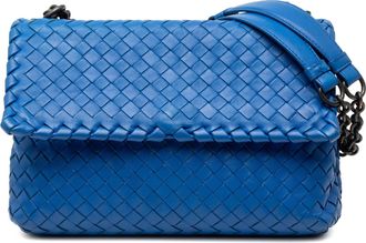 Bottega Veneta Womens Pre-owned Small Nappa Intrecciato Olimpia Shoulder Bag - Sky Blue Leather - One Size