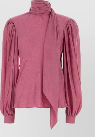 Gucci twill blouse puff sleeves scarf detail