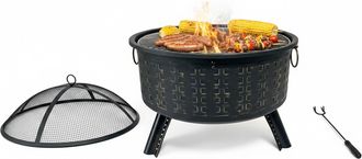 Relaxdays Relaxdays Brasero, Hx&oslash; 62 X 66 Cm, Con Parrilla, Protector De Chispas Y Atizador, Hogar De Jard&iacute;n, Negro
