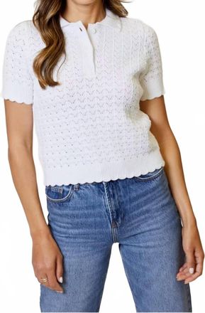 Design History Short Sleeve Sweater In White