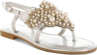 Rag & Co. Opazie Faux Pearl Sandal in Silver at Nordstrom Rack, Size 6