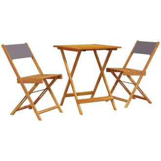 vidaXL Juego De Bistro De 3 Piezas Tela Y Madera Maciza Antracita Vidaxl