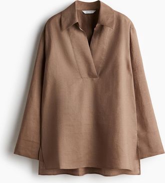 H&M Schlupfbluse aus Ramie - Beige
