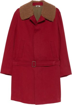 Romeo Gigli 1990s shearling belted coat - men - Cotton/Viscose/Polyamide - 48 - Red