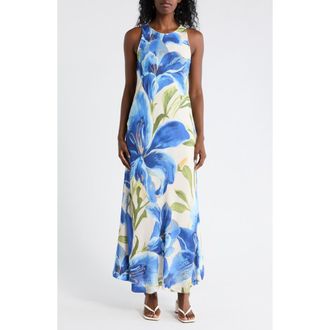 Vince Camuto Floral Print Maxi Dress in Blue Multi at Nordstrom Rack, Size 10
