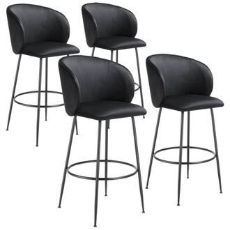 TecTake Bar Stool Luana Black/Black Set Of 4 in Black