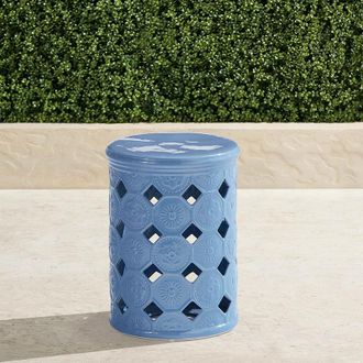 Frontgate Soren Accent Stool - Air Blue - Frontgate