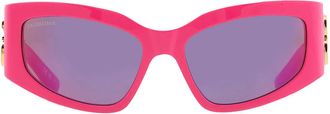 Balenciaga Pink Mirror Cat Eye Ladies Sunglasses BB0321S 011 57