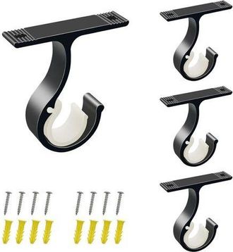 OEM Soportes Negros Para Barras De Cortina - Jinfgerne - 4 Piezas, Aleaci&oacute;n De Aluminio Gruesa, Montaje Superior, Alta Resistencia
