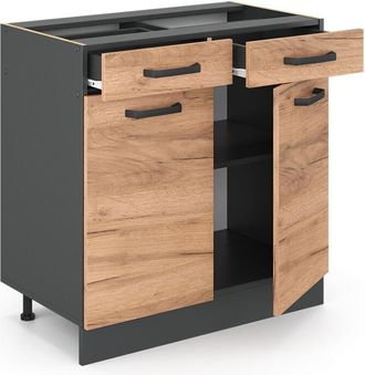 Vicco Mobiletto base per cucina R-Line, Quercia dorata, 80 cm senza piano di lavoro Vicco