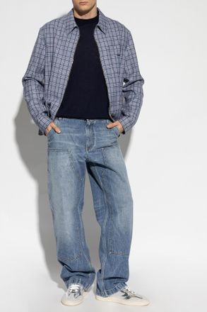 Versace Checked Pattern Shirt, Mens, Blue