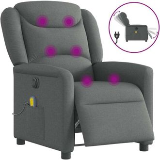 vidaXL Vidaxl - Poltrona Reclinabile Massaggio Elettrica Grigio Scuro Tessuto