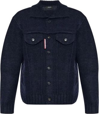 Dsquared2 Gebreid Denim Jack - Heren - Vesten - Blauw - XL - Denim - Truien & Vesten