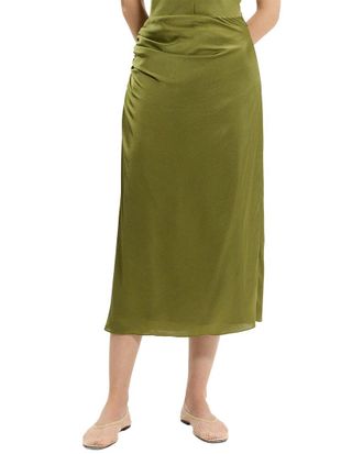 Theory Crushed Satin Ruched Skirt