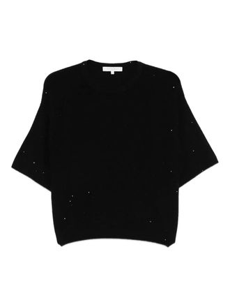 Antonelli Top a maniche corte con paillettes - Nero