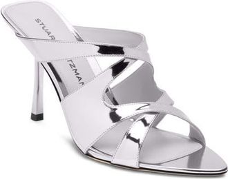 Stuart Weitzman Rbie Slide Sandal in Silver at Nordstrom, Size 6.5