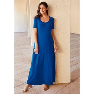 Jessica London Stretch Cotton T-Shirt Maxi Dress in Dark Sapphire at Nordstrom, Size 28