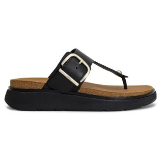 FitFlop Gen FF Buckle Toe Post Leather Womens Comfort Sandals - Black - Size:UK 6.5